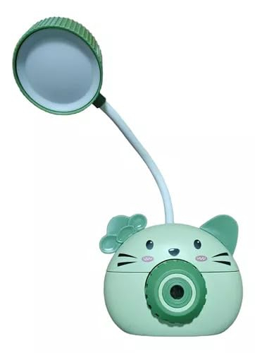 Lampa de Birou cu Ascutitoare, Mister Urechila - Verde, cu Incarcare USB si Suport Creioane [2]