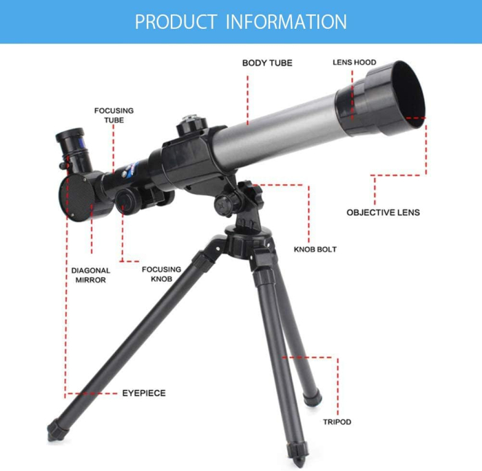 Telescop pentru Copii cu Trepied si 3 Oculare, Negru [3]