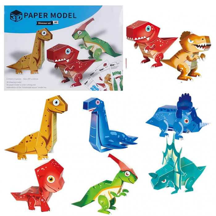 Set Origami pentru Copii, Dinozauri, 8 Piese [6]