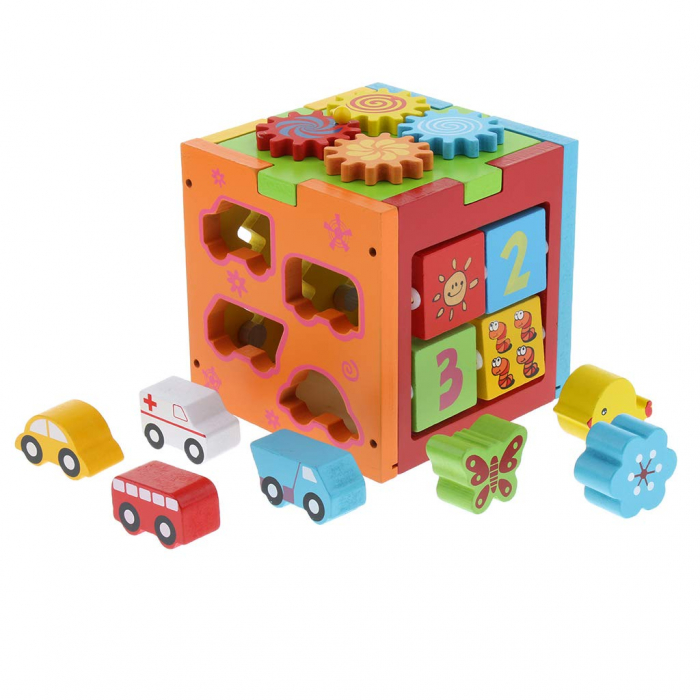 Cub din Lemn – 5 Jocuri in 1- Jucarie Educativa Multifunctionala [2]