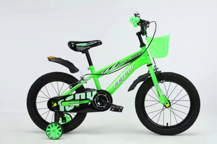 Bicicleta Copii 14 Inch cu Roti Ajutatoare - Verde [1]