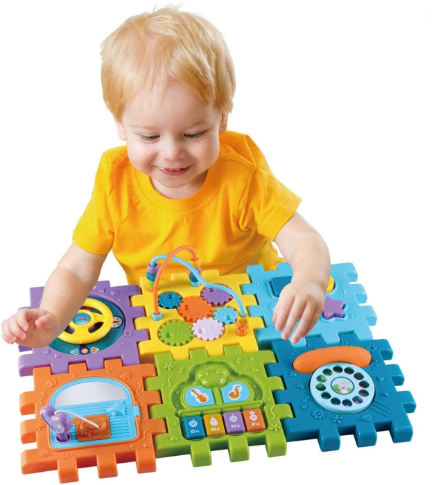 Cub Educativ 6 in 1 pentru Bebelusi, Sortator de Forme, Pian, Volan si Activitati Montessori [5]
