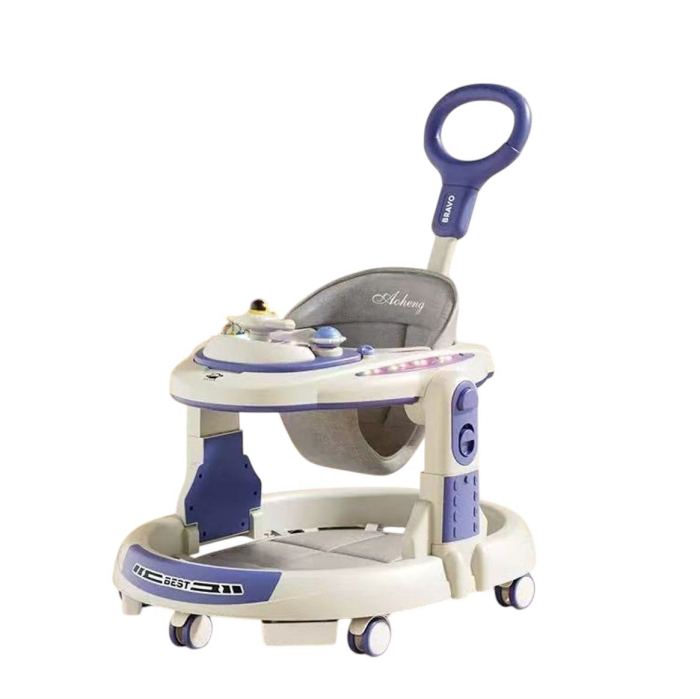 Premergator Multifunctional 4 in 1, cu Maner de Impins, Centru de Activitati cu Lumini, Muzica si Tavita Gustari, ALBASTRU [2]