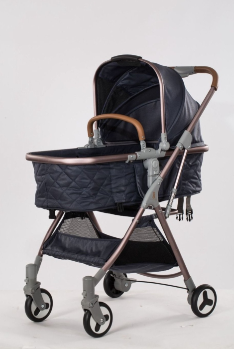Carucior 2 in 1 pentru Bebelusi cu Cadru Rose Gold, Landou Transformabil in Scaun Sport, 0 Luni + [2]