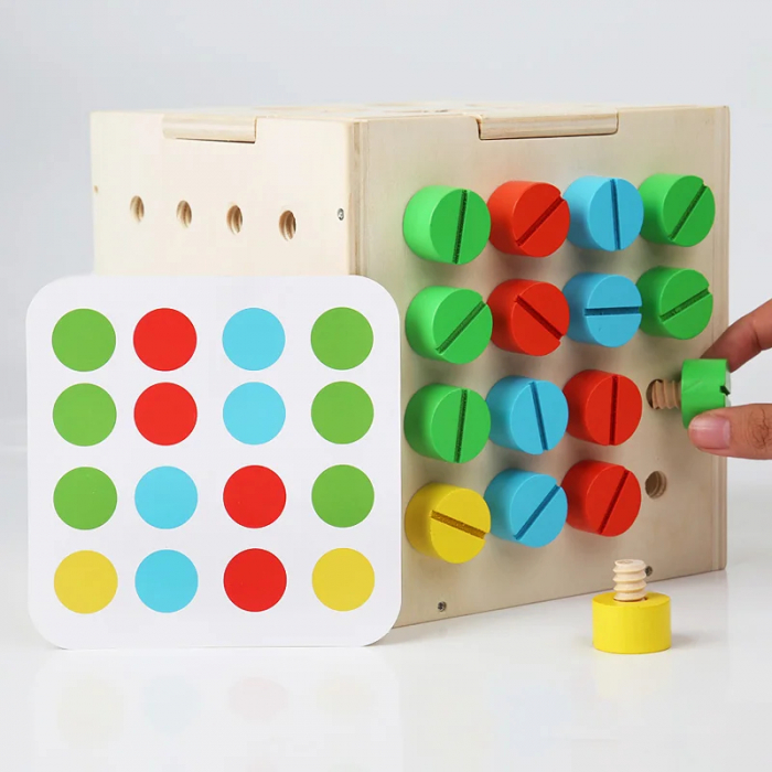 Cub Montessori din Lemn, Insurubare si Sortare, 6 Activitati [4]