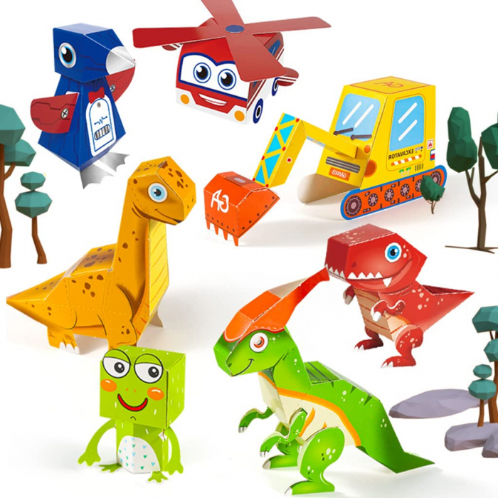 Set Origami pentru Copii, Dinozauri, 8 Piese [1]