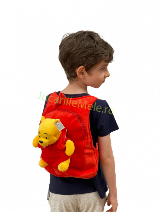 Rucsac din plus de tip ghiozdanel pentru copii Rosu Winnie the Pooh [2]