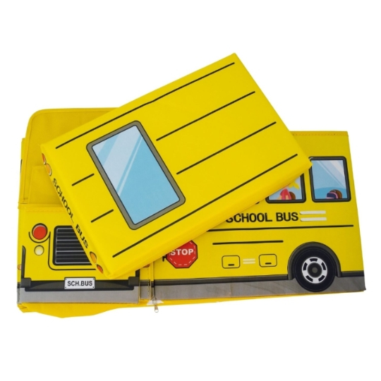 Cutie de Depozitare Pliabila pentru Jucarii, Autobuz Scolar, GALBEN [4]