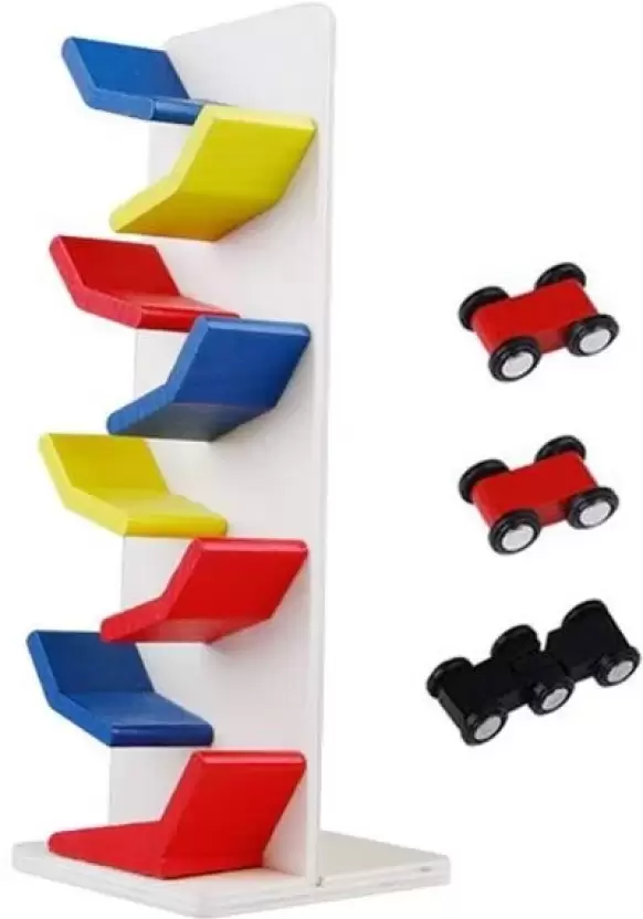 Traseu din Lemn cu 3 Masinute, Multicolor [2]