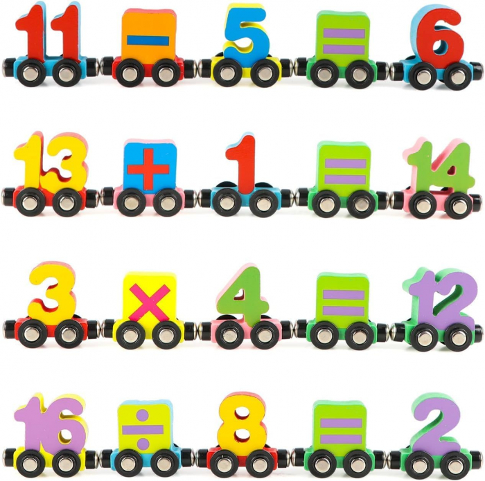 Trenulet Magnetic din Lemn – Invatam Cifrele - Jucarie Montessori Educativa [2]