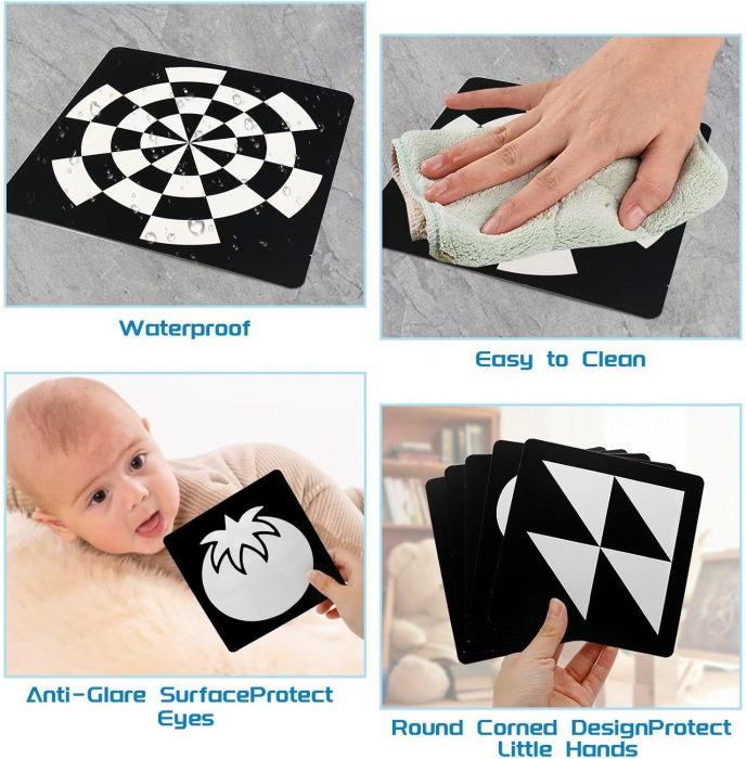 Set 20 de Carduri Stimulare Vizuala pentru Bebelusi, 4 Etape de Dezvoltare [2]