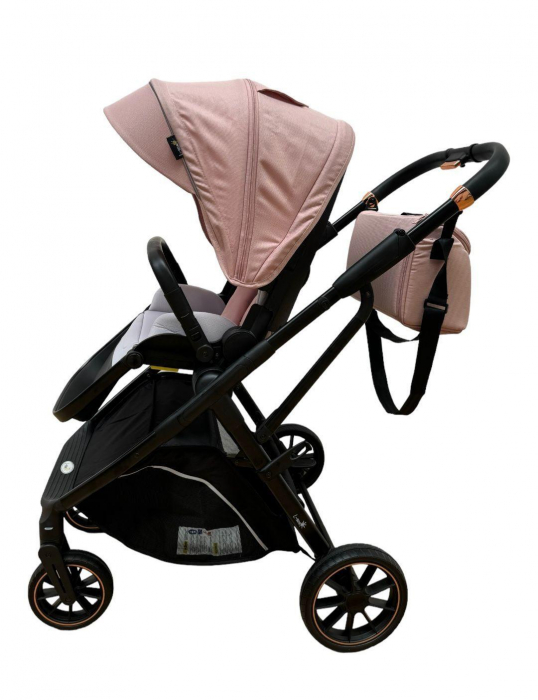 Carucior Sport Pliabil Reversibil cu Geanta si Husa Picioare - Roz [2]