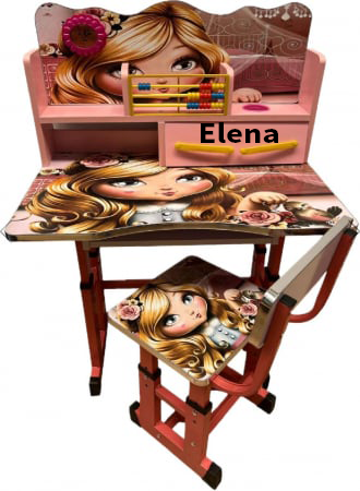 Birou Personalizat pentru Copii din MDF cu Inaltime Reglabila – Model Printesa [1]