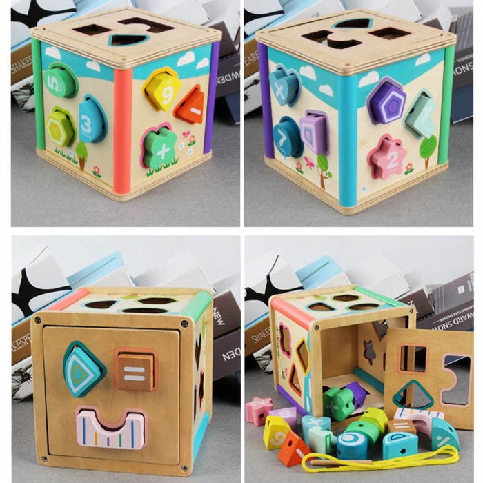 Cub Lemn Montessori Sortator si Snuruit Cifre [3]