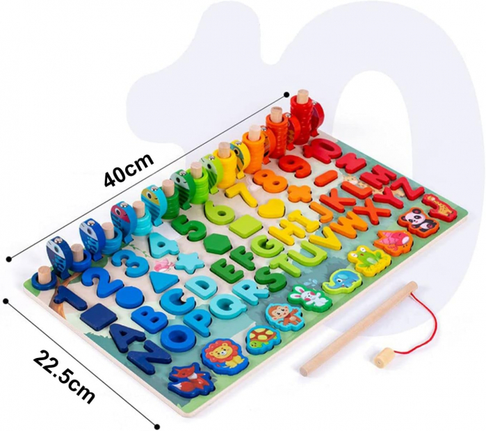 Tabla Educativa Logaritmica 6 in 1 - 133 piese, Cifre, Litere, Animalute [2]