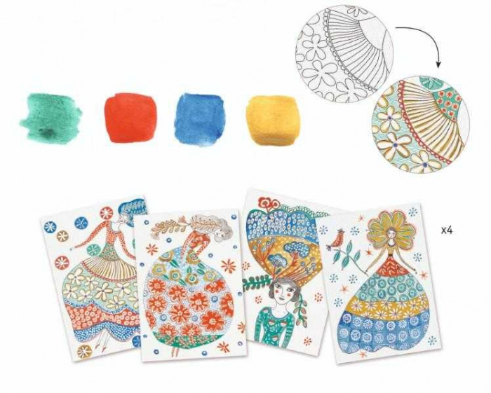 Atelier creativ de pictura Rochii cu flori, Djeco [4]