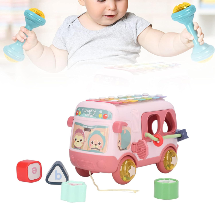 Autobuz Interactiv cu Xilofon si Sortator – Roz [1]