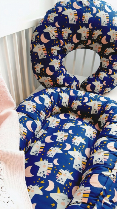 Baby nest din bumbac, Appekids, Navy [5]