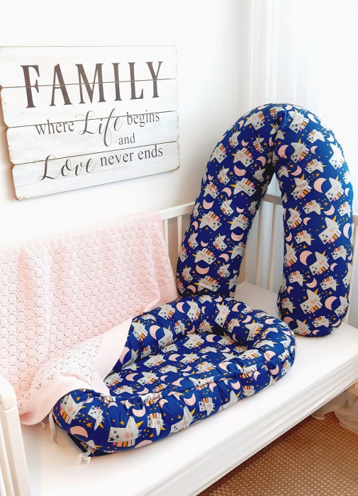 Baby nest din bumbac, Appekids, Navy [3]