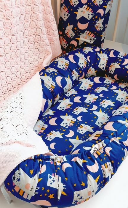Baby nest din bumbac, Appekids, Navy [2]