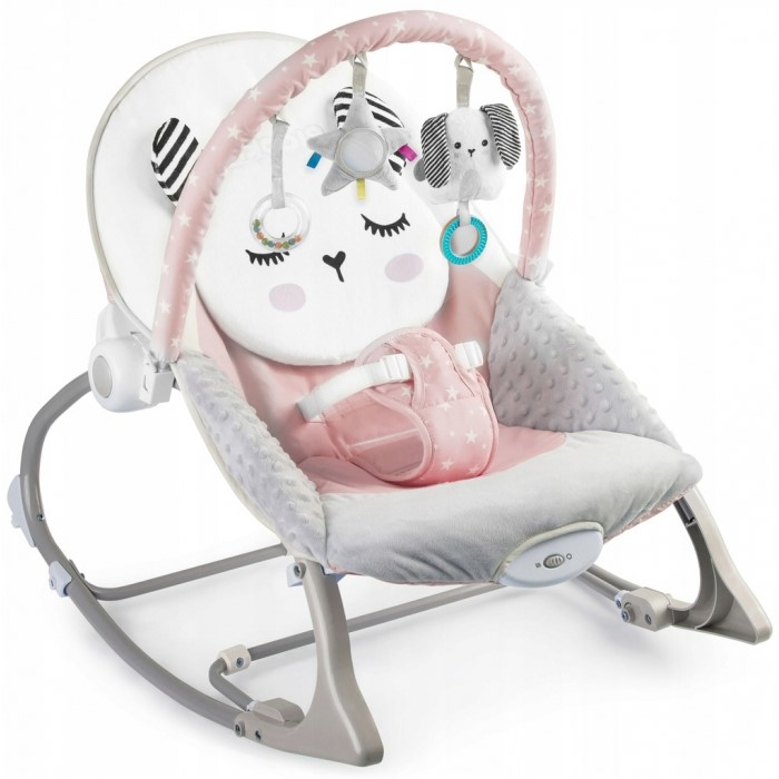 Balansoar multifunctional cu vibratii, panda, 3 jucarii, Ricokids 7325, Roz [1]