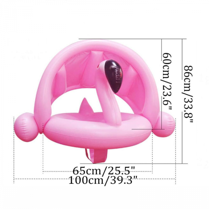Barcuta cu parasolar detasabil - Flamingo roz [3]