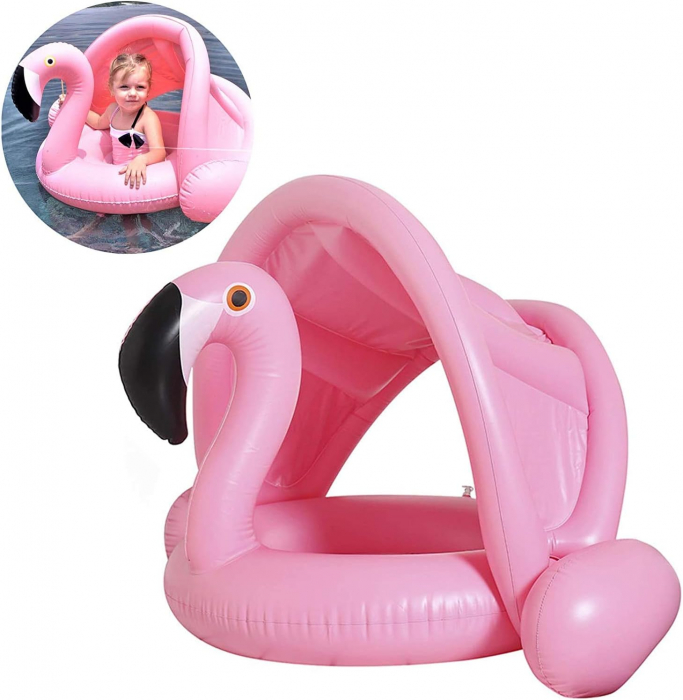 Barcuta cu parasolar detasabil - Flamingo roz [1]