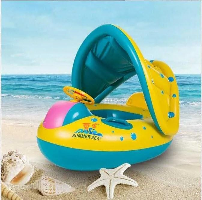 Barcuta tip chilotel cu parasolar detasabil si volan - Buline verzi [2]