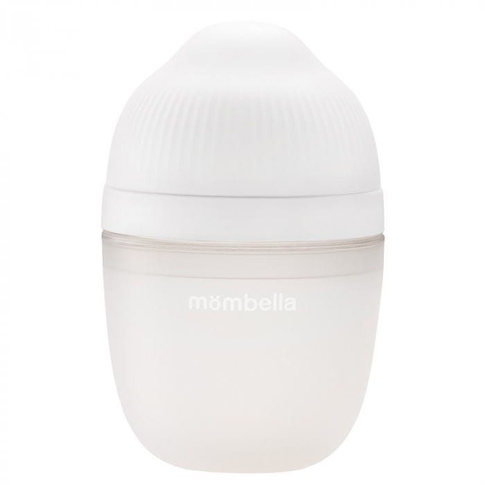 Biberon Anticolici Mombella Breast-Like, 210ml, Tetina M flux mediu, 100% Silicon, Ivory [3]