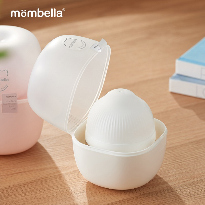 Biberon Anticolici Mombella Breast-Like, 210ml, Tetina M flux mediu, 100% Silicon, Ivory [2]