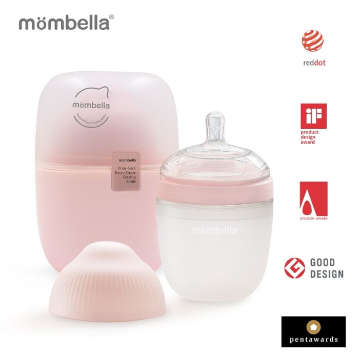 Biberon Anticolici Mombella Breast-Like, 210ml, Tetina M flux mediu, 100% Silicon, Old Roze [1]