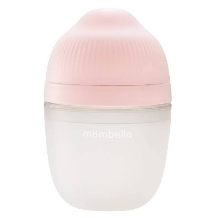 Biberon Anticolici Mombella Breast-Like, 210ml, Tetina M flux mediu, 100% Silicon, Old Roze [2]