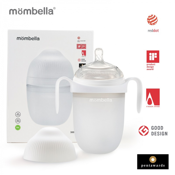 Biberon Anticolici Mombella Breast-Like, 300ml, Tetina 360Ã‚Â° XL Flux Consistent, 100% Silicon, Ivory [1]
