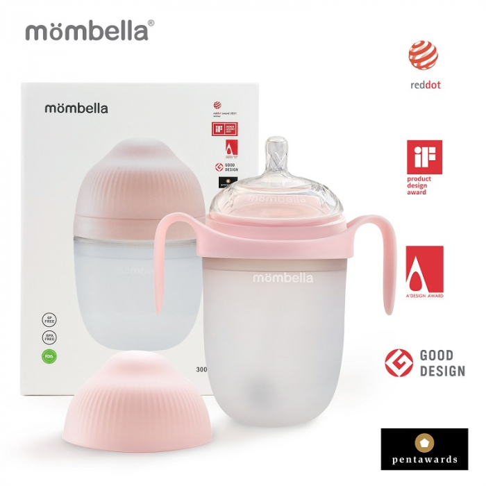 Biberon Anticolici Mombella Breast-Like, 300ml, Tetina 360Ã‚Â° XL Flux Consistent, 100% Silicon, Old Roze [1]