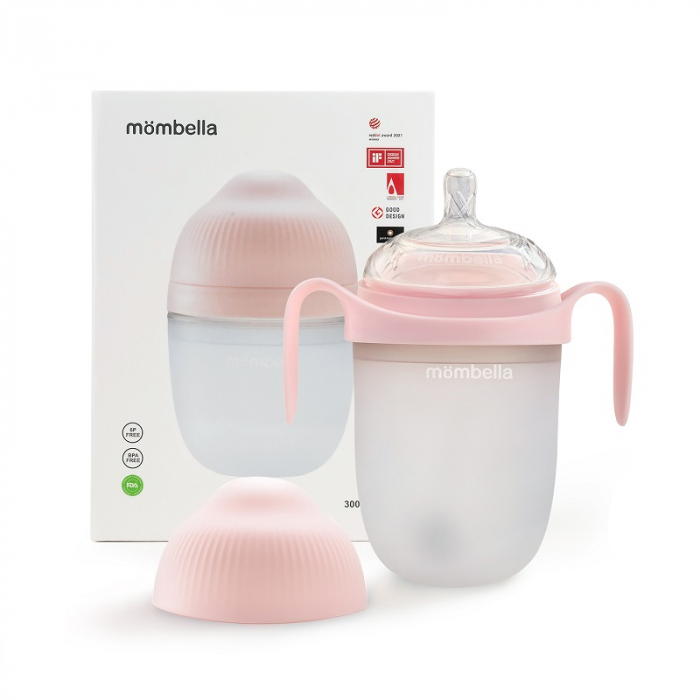 Biberon Anticolici Mombella Breast-Like, 300ml, Tetina 360Ã‚Â° XL Flux Consistent, 100% Silicon, Old Roze [4]