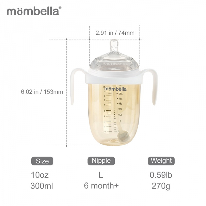 Biberon Anticolici Mombella Breast-Like, 300ml, Tetina 360Ã‚Â° XL Flux Consistent, PPSU, Ivory [3]
