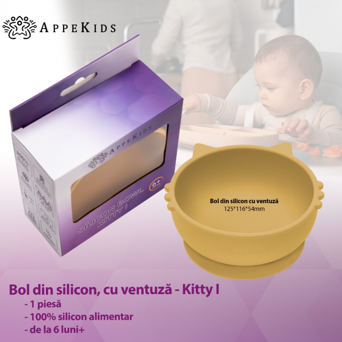 Bol din silicon, AppeKids, Kitty I - Honey [2]