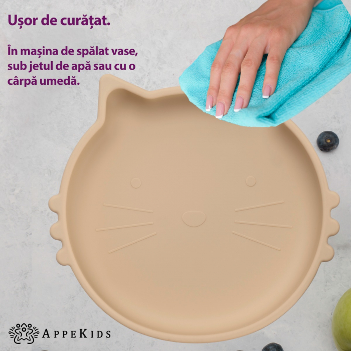 Bol din silicon, AppeKids, Kitty II - Bubble Beige [4]