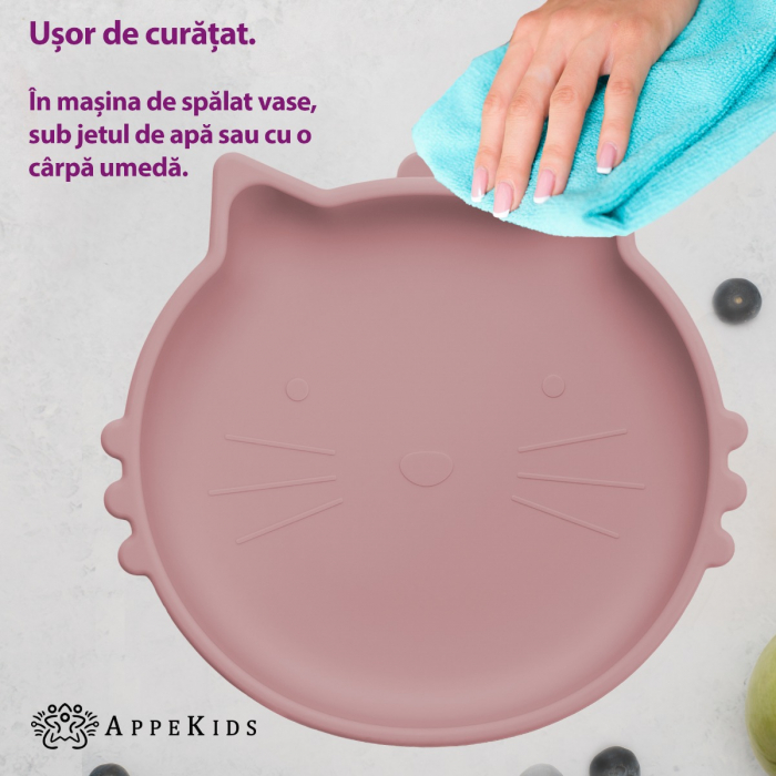 Bol din silicon, AppeKids, Kitty II - Old Rose [4]