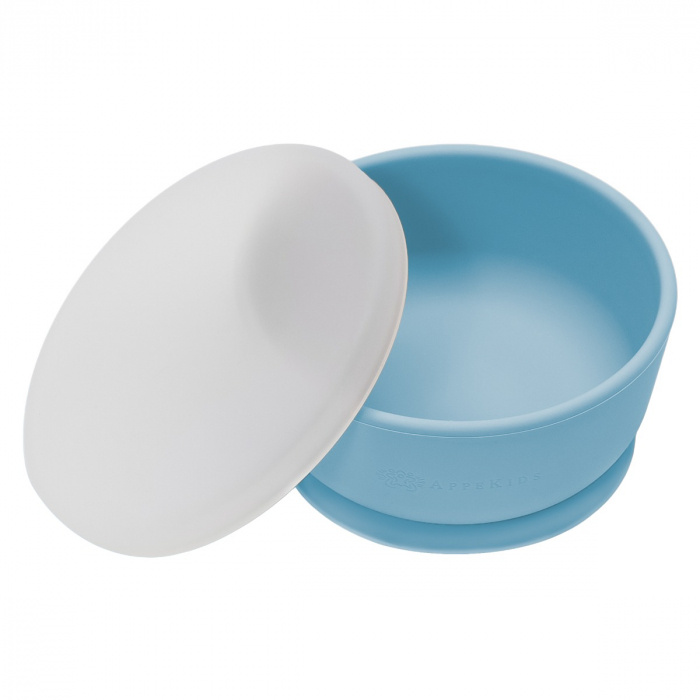 Bol din silicon cu ventuza si capac, AppeKids - Aqua Blue [1]