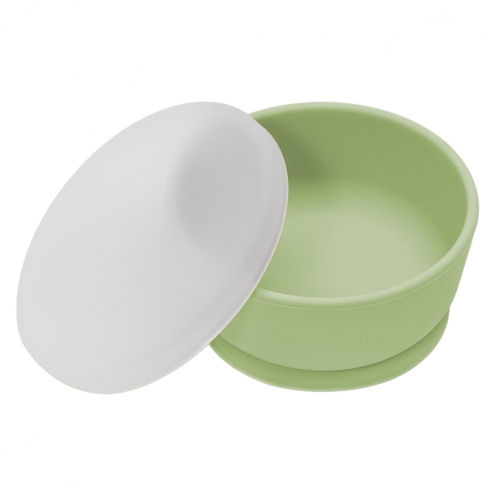 Bol din silicon cu ventuza si capac, AppeKids - Raw Green [1]