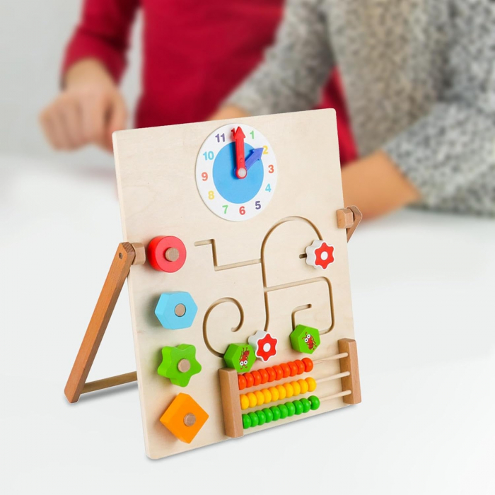 Busy Board din Lemn cu Ceas si Activitati Interactive [2]