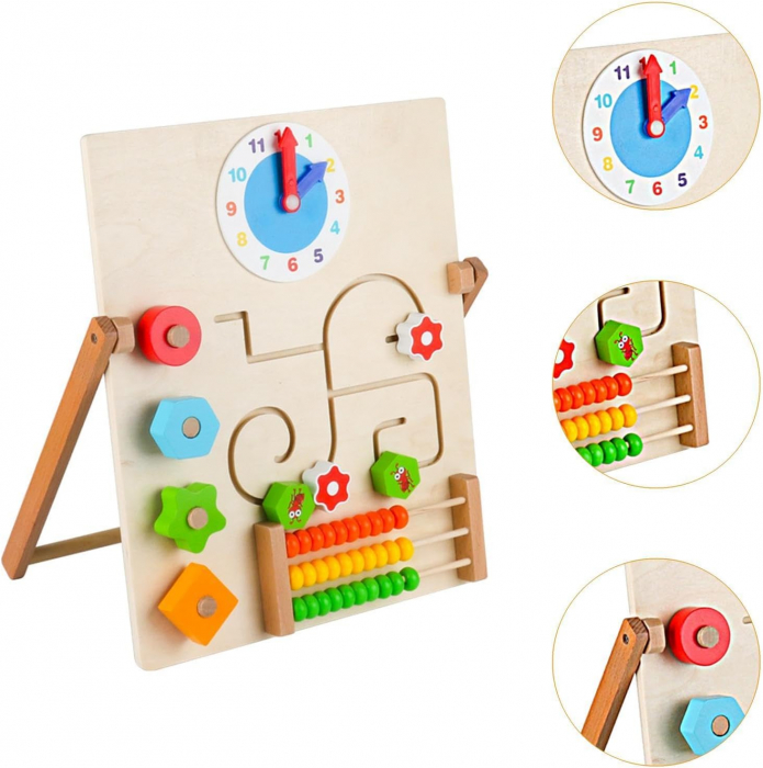Busy Board din Lemn cu Ceas si Activitati Interactive [4]