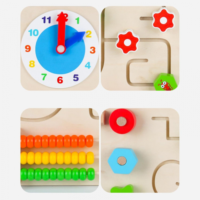 Busy Board din Lemn cu Ceas si Activitati Interactive [3]
