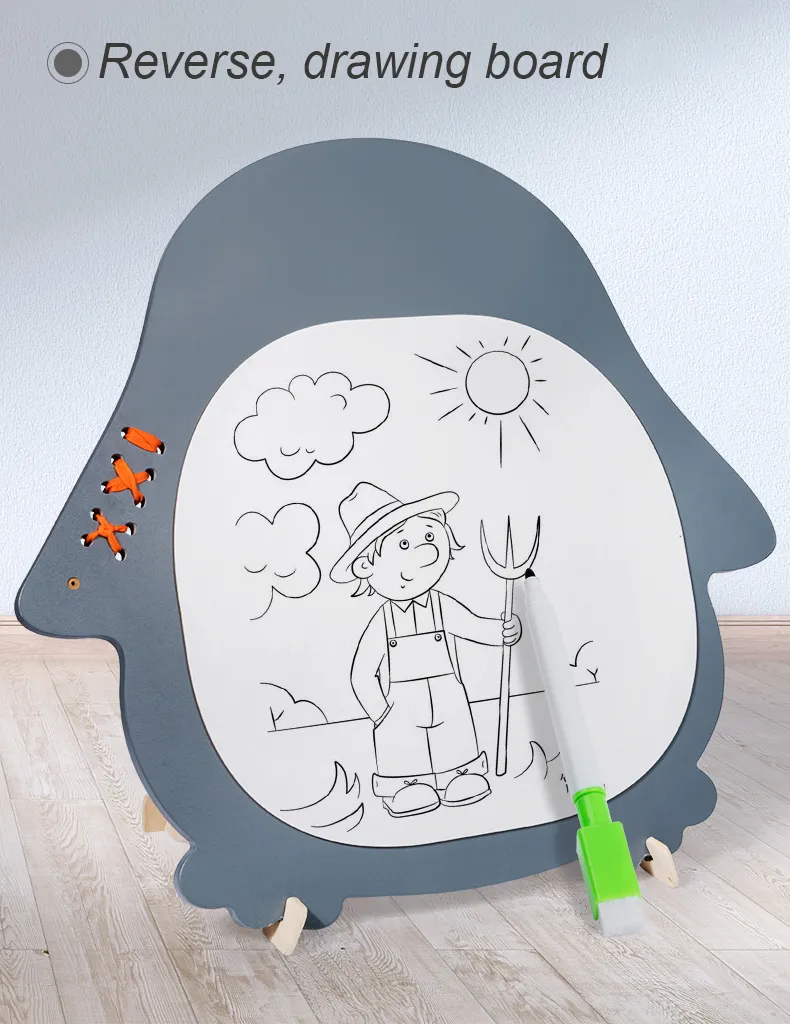 Busy Board Pinguin – Jocul Educațional cu 16 Activități și Tablă de Scris Whiteboard [3]