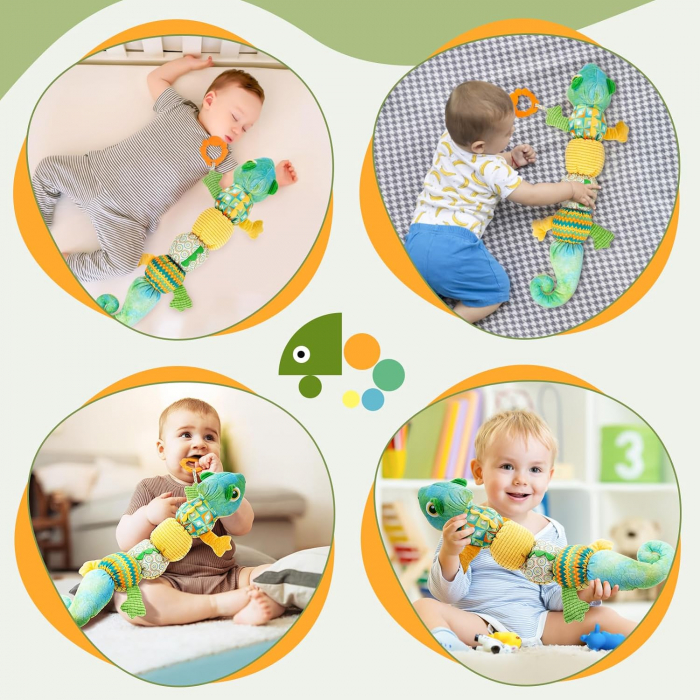 Cameleon colorat cu inele muzicale si jucarii - Jucarie interactiva plus Perna [5]