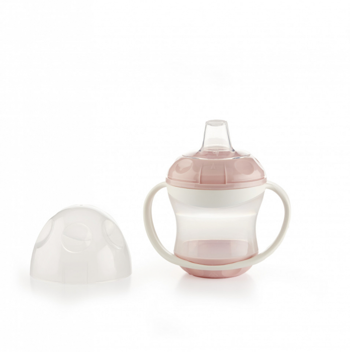 Cana anti-curgere cu capac si manere Powder pink [3]