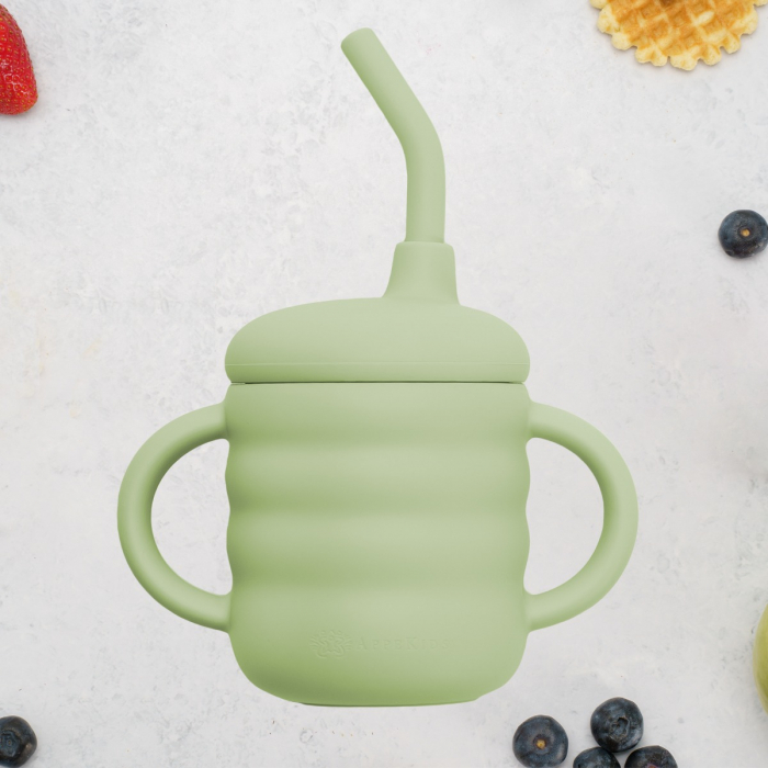 Cana din silicon cu pai, AppeKids - Raw Green [1]