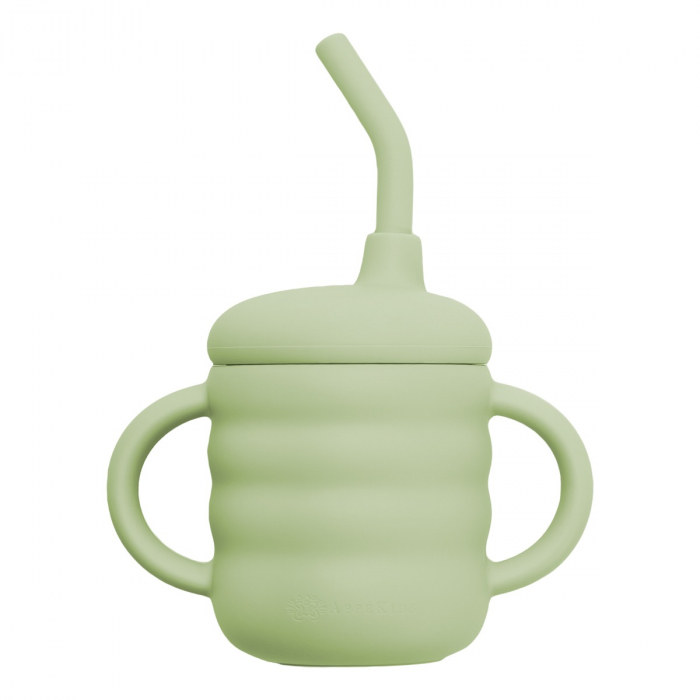 Cana din silicon cu pai, AppeKids - Raw Green [6]