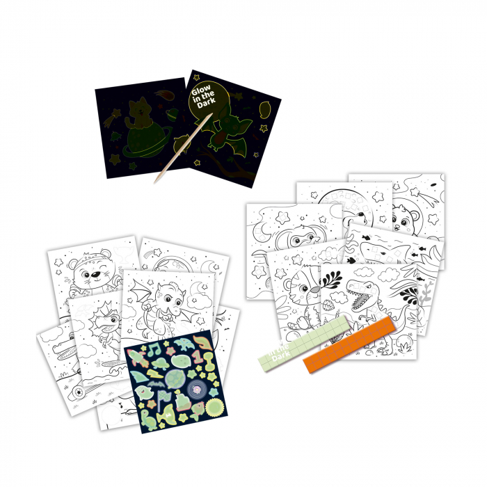 Carte de colorat 3 in 1 pentru copii, cu animale, luminiscenta [2]